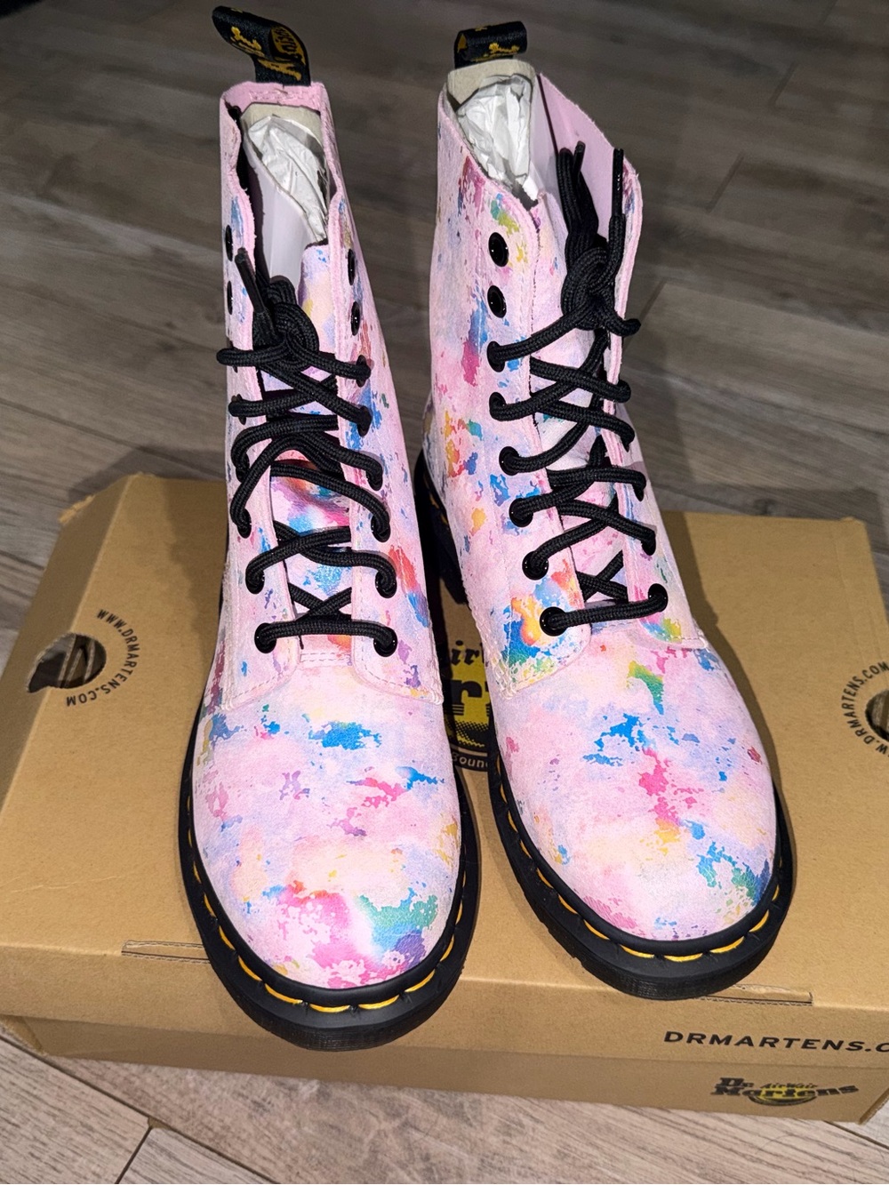 Dr Martens 1460 Pascal Confetti Pink Suede Lace Up Boots - (PRICE IS FIRM)